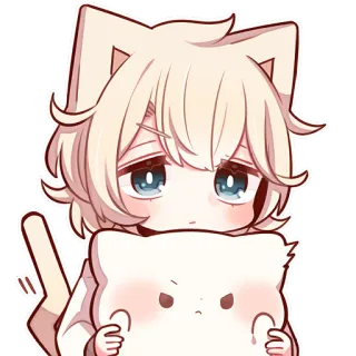 😯 anime, cat, blond, middle finger, offensive telegram sticker