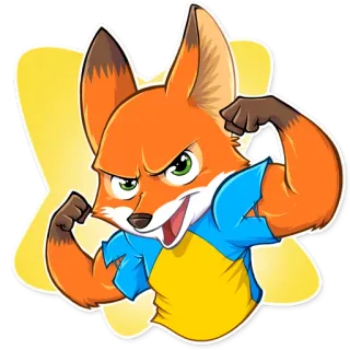 💪 fox, cartoon, animal, muscle, illustration, mascot telegram sticker
