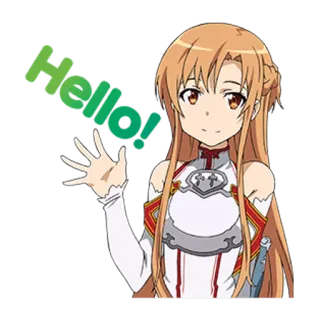👋 Asuna Yuuki Sword Art Online Hello! anime, girl, hello, greeting, wave telegram sticker