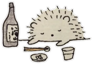 🍷 hedgehog, sake, alcohol, japanese, chopsticks telegram sticker