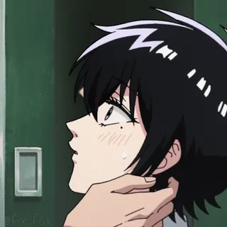 😒 动漫, 哭泣, 黑发, 悲伤, 担心 telegram sticker