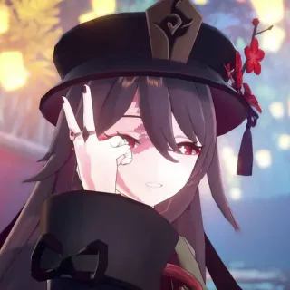 💜 Hu Tao Genshin Impact Anime, Genshin Impact, Hu Tao, Jeu vidéo, Personnage, Chapeau, Fille whatsapp sticker