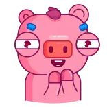 😈 pig, cartoon, animal, cute, pink, character whatsapp sticker