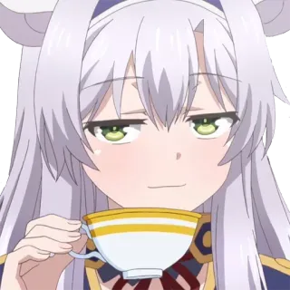 ☕️ gadis anime, teh, angkuh, rambut putih, menyeringai telegram sticker