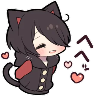 😉 Anime, Chica gato, Kawaii, Lindo, Pegatina, Dibujo animado whatsapp sticker