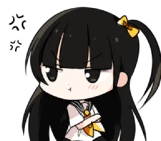 ☹ anime, chibi, girl, black hair, cute, angry whatsapp sticker