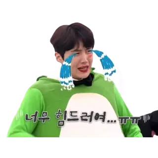 😭 너무 힘드러여...ㅠㅠ menangis, sedih, kesal, korea, ekspresi telegram sticker