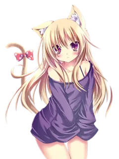 😶 anime, catgirl, kawaii, manga, illustration, digital art telegram sticker