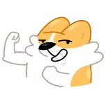 💪 Hund, Corgi, Muskel, stark, Cartoon, Tier, Haustier, süß telegram sticker