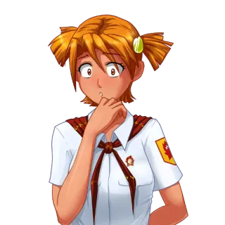 😯 anime, assustada, garota, uniforme, estrela vermelha, chocada telegram sticker