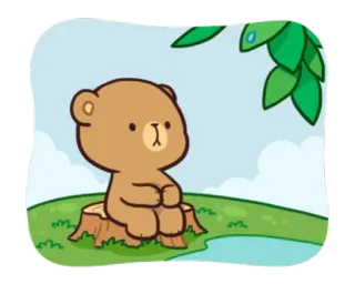 😧 urso, desenho animado, fofo, animal, natureza telegram sticker