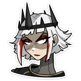 😒 donna, corona, capelli bianchi, fantasy, femmina, cartone animato telegram sticker