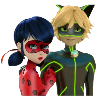 👯‍♀ Ladybug, Chat Noir Miraculous: Tales of Ladybug & Cat Noir Леди Баг, Кот Нуар, Miraculous, мультфильм, супергерой, Маринетт, Адриан telegram sticker