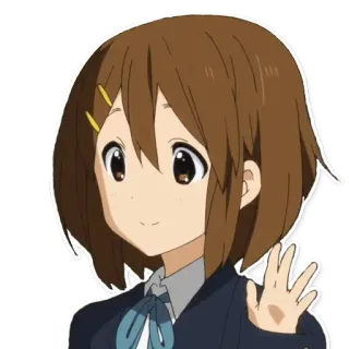 🖐 Yui Hirasawa K-On! Anime, Kawaii, Ragazza, Studentessa, K-On, Yui Hirasawa, Carina, Saluto whatsapp sticker