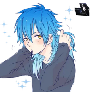 ✨ аниме, голубые волосы, мультфильм, блеск, портрет whatsapp sticker