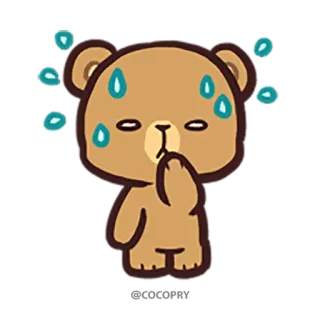 😓 ours, sueur, inquiet, mignon, dessin animé whatsapp sticker