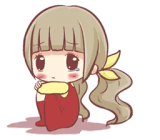 😢 kawaii, triste, chorando, chibi, desenho animado, menina, anime, adesivo telegram sticker