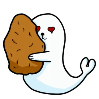 😘 тюлень, животное, милый, глаза-сердечки, любовь, жареная еда, чикен наггетс telegram sticker