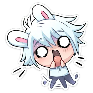 😳 Anime, Chibi, Mignon, Kawaii, Lapin, Manger, Dessin animé telegram sticker