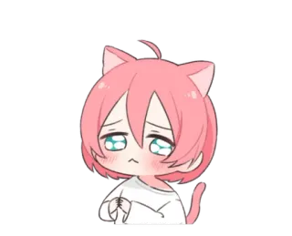 🥺 Аниме, Кошачьи уши, Чиби, Милый, Каваий, Грустный, Плачущий telegram sticker