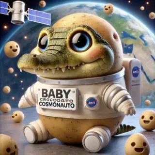 🤩 BABY CROCODATO COSMONAUTO coccodrillo, astronauta, spazio, patata, bambino, carino, NASA, cosmonauta, animale telegram sticker