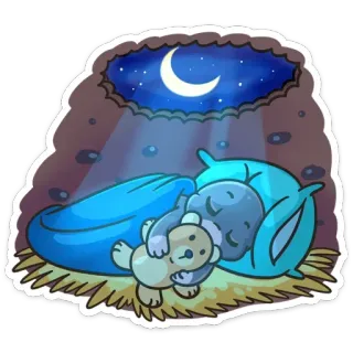 😴 sonno, notte, orso, luna, stelle, sogno, letto whatsapp sticker
