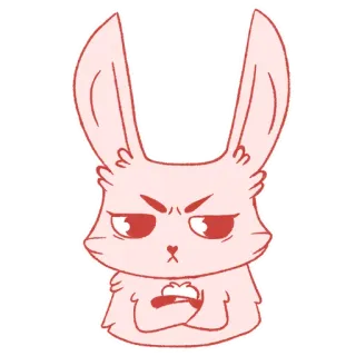 😒 thỏ, tức giận, thỏ con, hoạt hình, động vật, đỏ telegram sticker