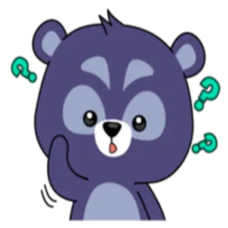 ❔ ours, dessin animé, points d'interrogation, réflexion, confus, autocollant telegram sticker