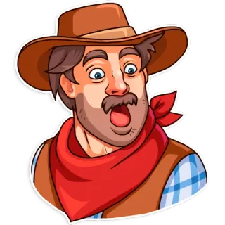 😨 Cowboy, Dessin animé, Western, Homme, Chapeau, Sticker telegram sticker