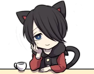 ☺️ cat ears, anime, cartoon, cute, coffee, kawaii telegram sticker