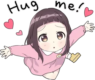 😍 Hug me! abraço, fofo, amor, corações, kawaii, anime, desenho animado telegram sticker