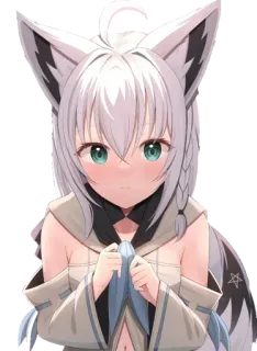 😳 fille anime, oreilles de renard, mignon, personnage féminin, style anime, art numérique telegram sticker