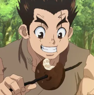 💈 Anime, Essen, Lebensmittel, Charakter, Fröhlich, Dr. Stone telegram sticker