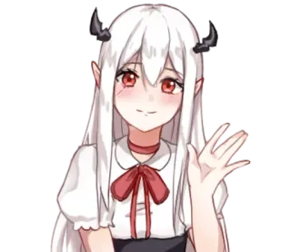 👋 anime, girl, cute, demon, waifu, sticker, art, illustration telegram sticker