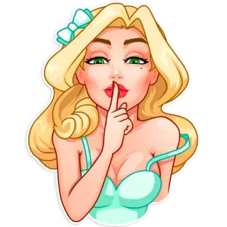 😶 blonde, girl, cartoon, shush, quiet, woman telegram sticker