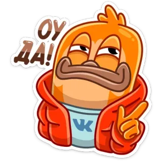 😏 ОУ ДА! kreskówka, znak pokoju, postać, rosyjski, emoji telegram sticker