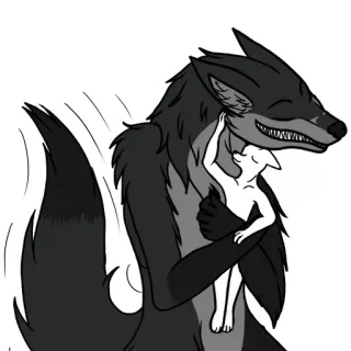 ❤️ wolf, cartoon, fox, hug, love, heart, animal telegram sticker