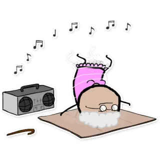 📻 muziek, radio, cartoon, grappig, streepmannetje telegram sticker