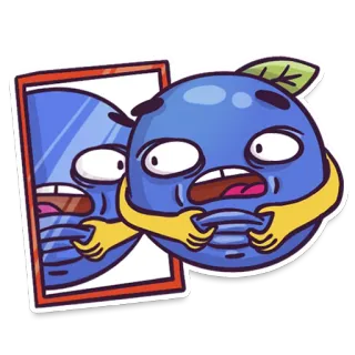 😱 Obst, Blaubeere, Spiegel, Reflexion, Lustig, Cartoon telegram sticker