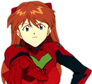 👈 Asuka Langley Soryu Neon Genesis Evangelion Anime, Charakter, roter Anzug, zeigend, Asuka, Evangelion telegram sticker