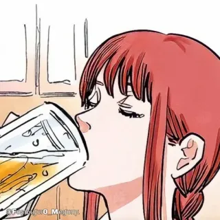 🔮 Makima Chainsaw Man Anime, Makima, Chainsaw Man, Bebiendo, Dibujos animados telegram sticker