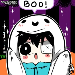👻 BOO! halloween, ghost, cute, anime, cartoon telegram sticker