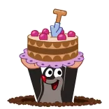 🎂 mole, cake, dessert, shovel, cute, cartoon whatsapp sticker
