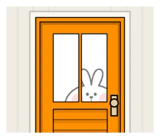👀 Hase, Tür, süß, gucken, Cartoon, Häschen whatsapp sticker