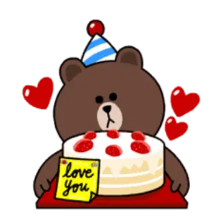 🎉 love You медведь, торт, день рождения, любовь, сердечки, праздник, милый whatsapp sticker