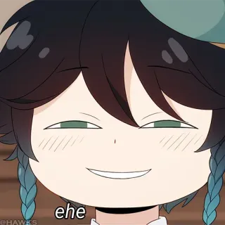 💠 Venti Genshin Impact ehe Венти, Genshin Impact, аниме, мультфильм, персонаж, улыбка telegram sticker