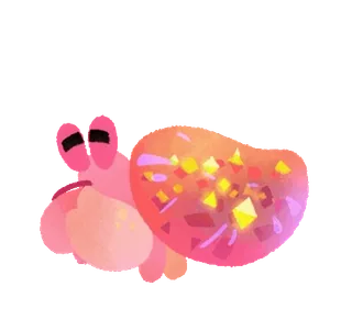 ✨ krab pustelnik, krab, muszla, zwierzę, różowy telegram sticker