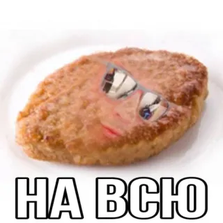 🧠 НА ВСЮ еда, мясо, солнцезащитные очки, круто, смешно, мем, русский telegram sticker