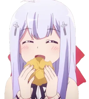 😋 Anime, Ragazza, Mangiare, Carina, Felice telegram sticker