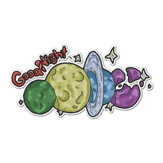 😌 Good Night pianeta, buona notte, stelle, celeste, spazio, astronomia, galassia whatsapp sticker